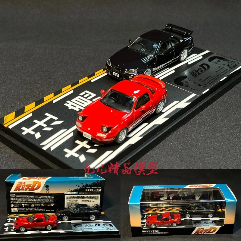 Японское аниме 1:64 Mazda NA6CE Nissan ER34 литые модели автомобилей из сплава украшения для