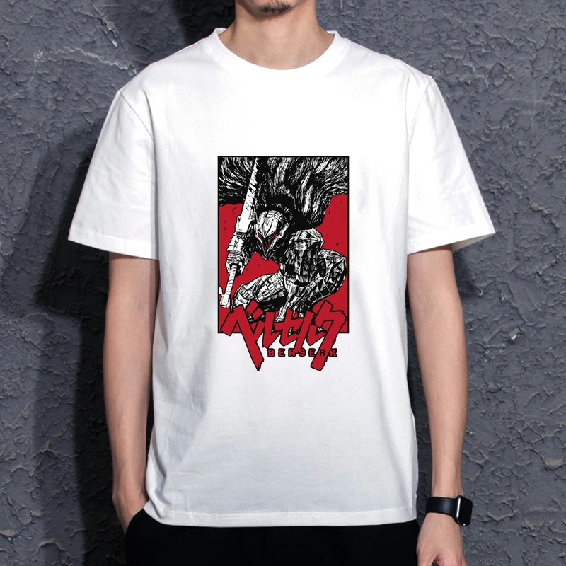 

Забавная мультяшная футболка Berserk с кишками, Мужская футболка с принтом манги, меча, гэтсу, бегущая аниме футболка в стиле 90-х, футболка унисе...