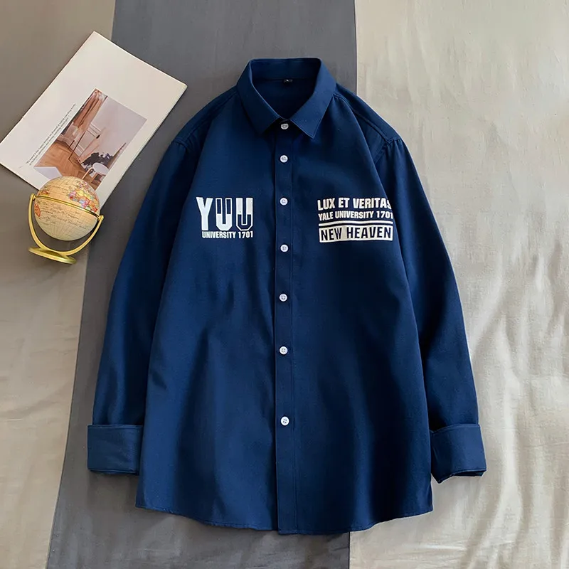 

Oxford Men's Autumn Youth Shirt Slim Fit Printing Stylish Korean Style Shirt