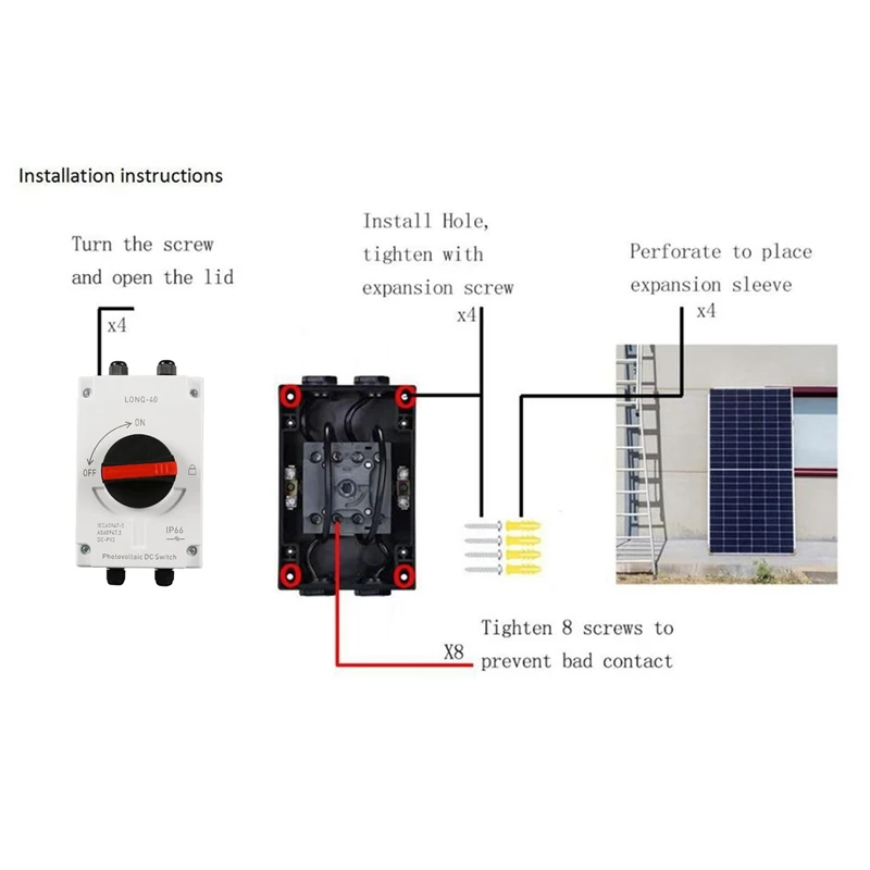 32A 4P фотоэлектрический разъединитель + разъем гаечный ключ DC1200V GF40 открытый IP66