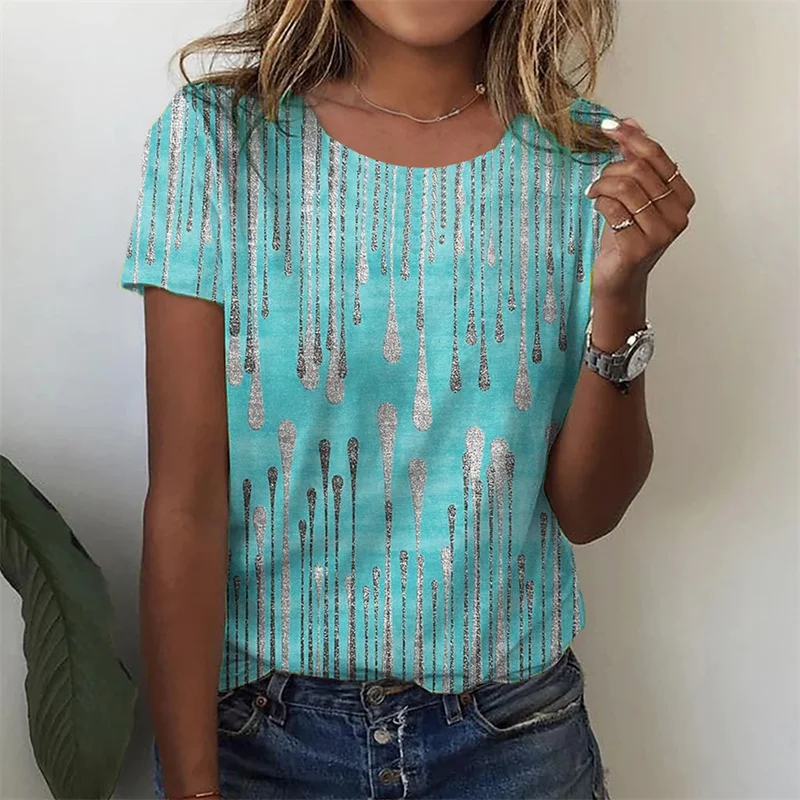 

Summer New Women's Short Sleeve, 3D Flower Print Oil Painting T-shirt, 2023 Round Neck Comfortable T-shirt, Women's T-Shirt