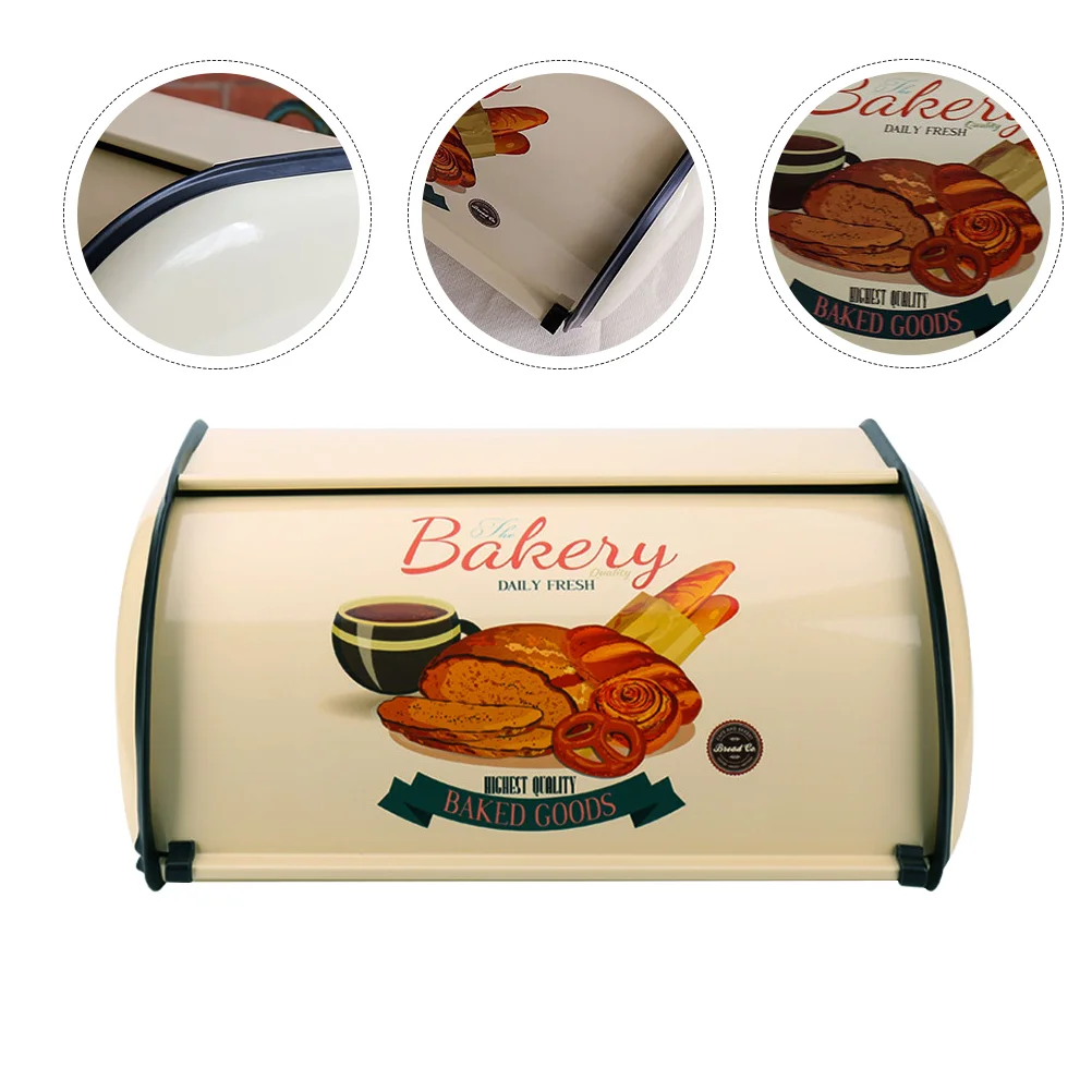 

Bread Box Storage Kitchen Case Iron Snack Container Holder Keeperdonut Roll Loaves Pastries Bagelart Home Farmhouse Small Bin