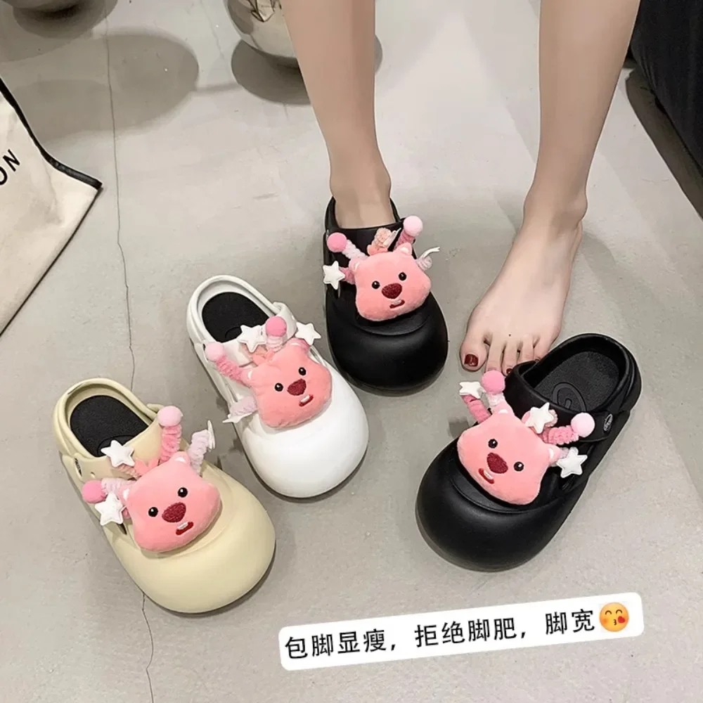 Летние женские тапочки Baotou с мультяшным принтом милые Нескользящие пляжные