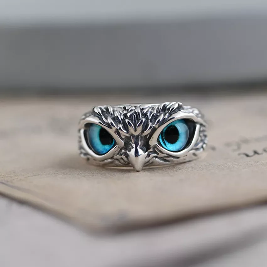 

Charm Vintage Cute Men and Women Simple Design Owl Ring Silver Color Engagement Wedding Rings Jewelry Gifts