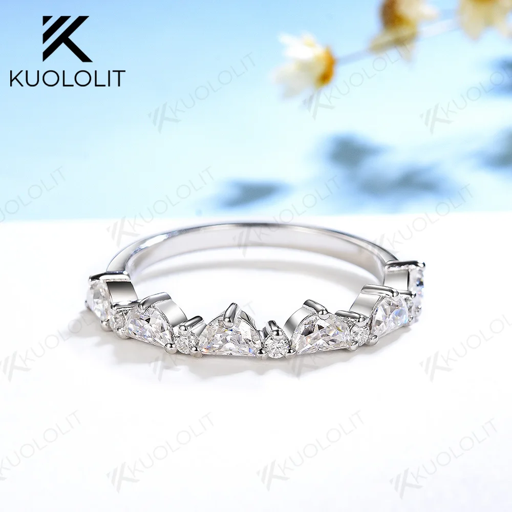 

Kuololit 1.3ctw полумесяц моиссанит кольца для мужчин и женщин Soild 18K 14K 10K серебристый белый золотой ремешок для помолвки