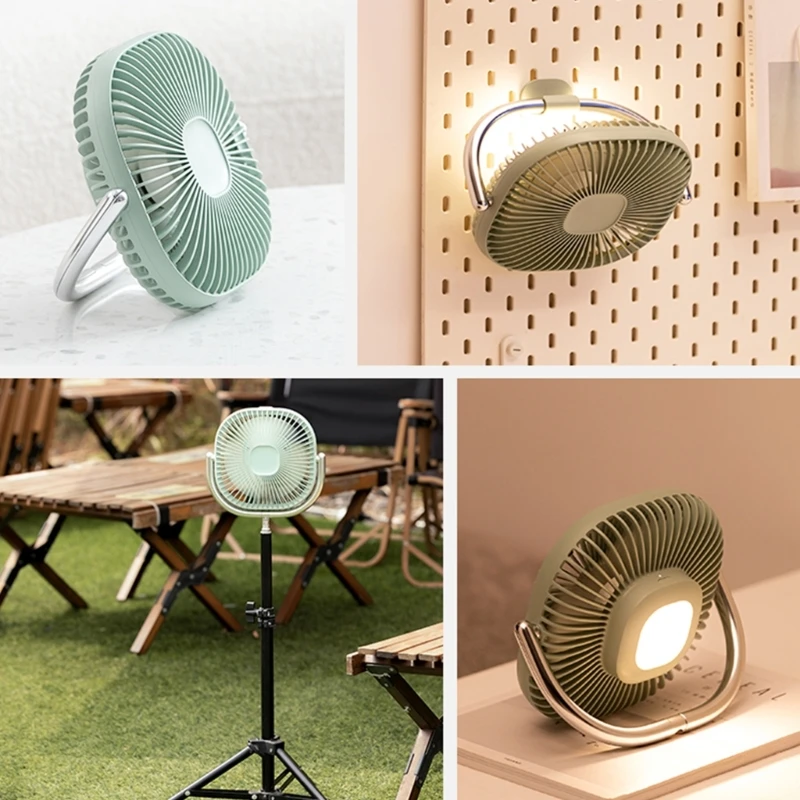 

2400mAh Compact Camping Fan with LED Lights USB Rechargeable Battery and Hanging Hook for Hiking & Picnics F19E