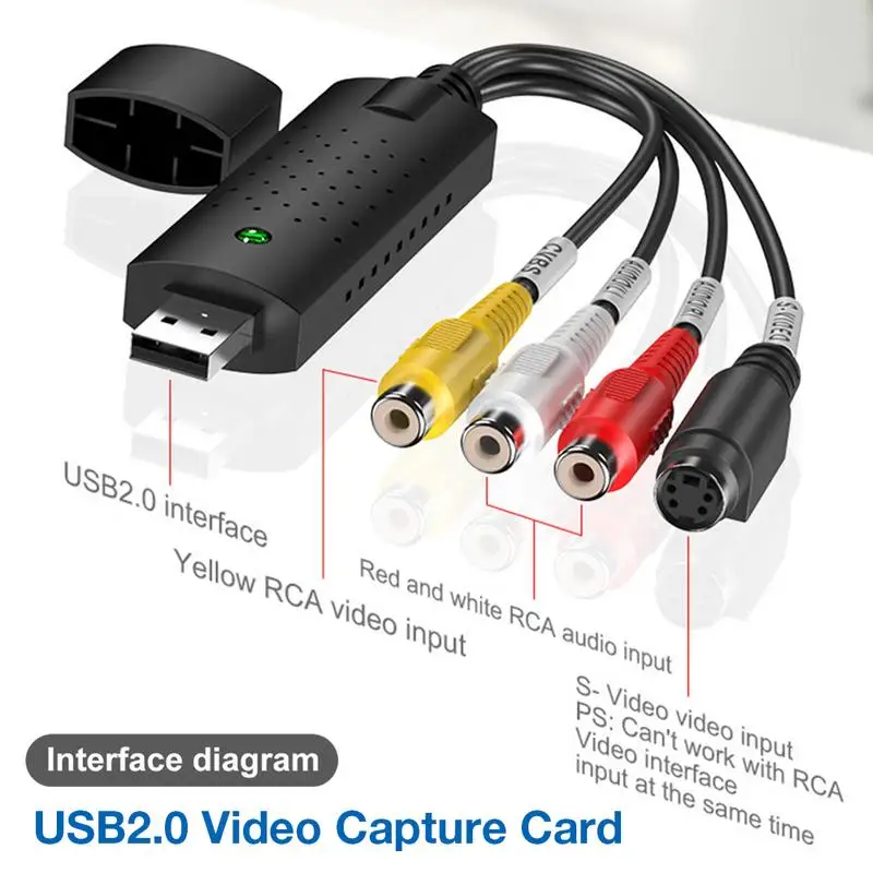 USB2.0 VHS To DVD Converter Convert Analog Video To Digital Format Audio Video DVD VHS Record Capture Card Quality PC Adapter