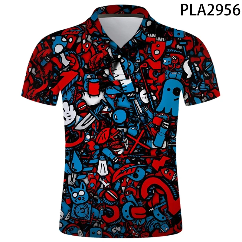 

2020 New Summer 3D Printed Polo Shirt Men Graffiti Streetwear Fashion Camisas Harajuku Short Sleeve Casual Ropa De Hombre Tops