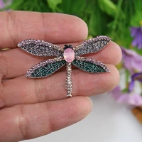 fashion rhinestone enamel dragonfly brooches for women insect pins elegant wedding dress accessories corsage gift