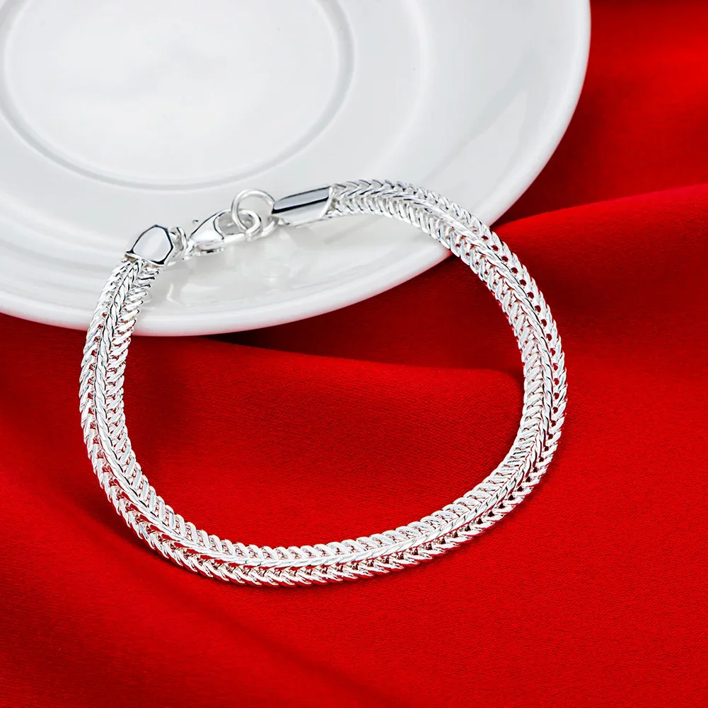 Pulsera de plata de ley 925 para hombre y mujer, cadena bonita, joyería Noble a la moda, abalorio para fiesta de boda, 20cm, gran oferta