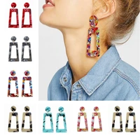 new fashion irregular amber texture colorful resin acrylic geometric trapezoid cutout shiny pendant earrings for women jewelry