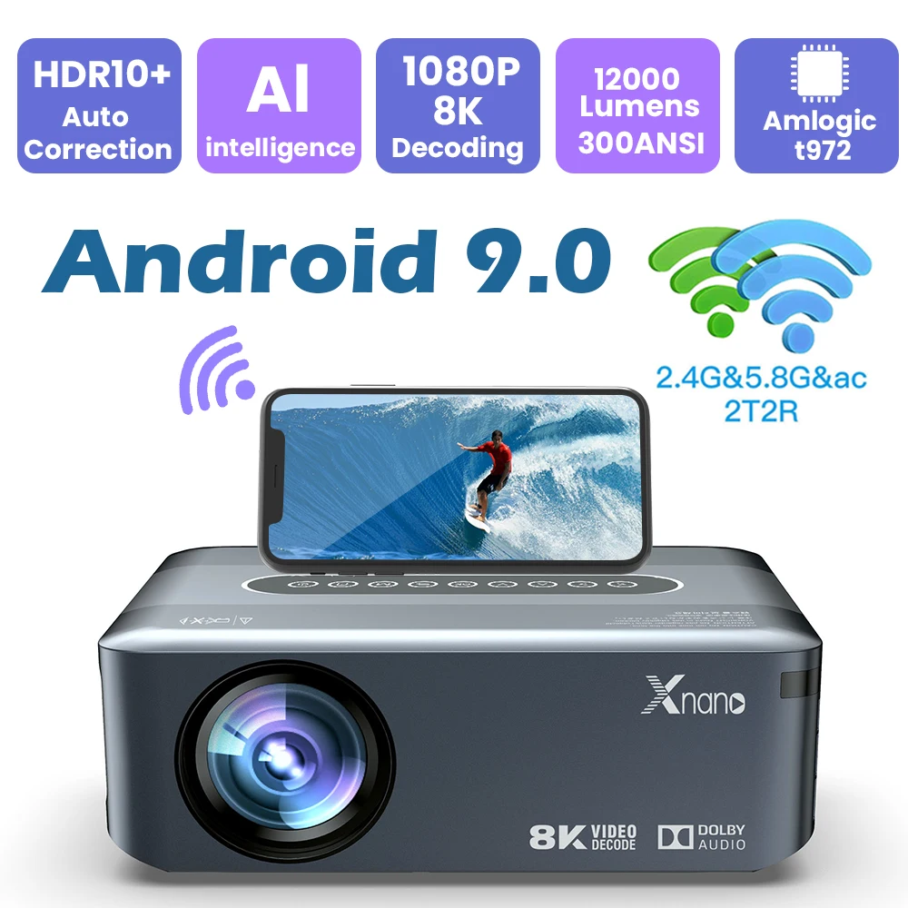 Transpeed Android 9.0 8K Real 9 0 ANSI проектор 300G &amp 5G wifi BT5.0 2 4 люмен электронная трапециевидная