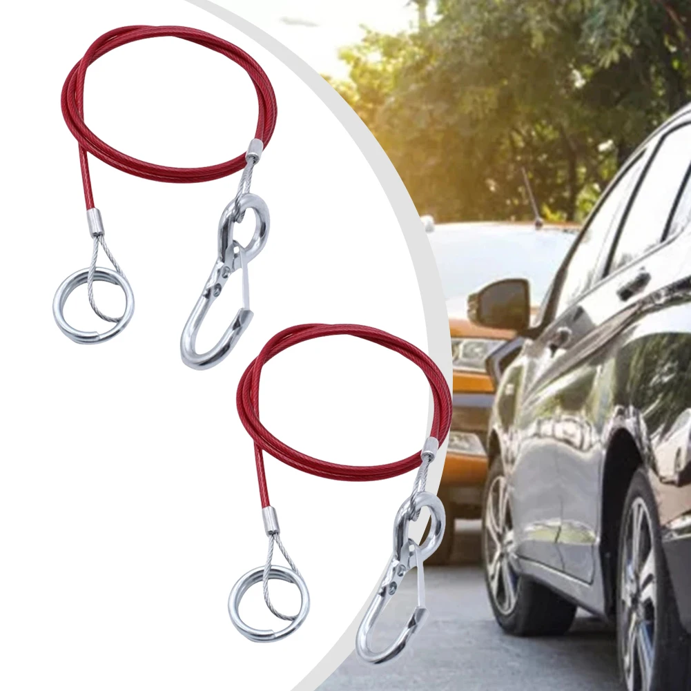 

2 шт. 1 м * 4 мм, отрывные тросы, крюк тормозного троса, отрывная веревка для прицепов, караванов, безопасный трос для прицепа, буксировочный ремень для прицепа