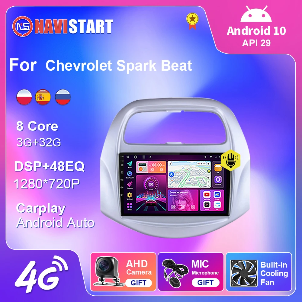 

Автомагнитола NAVISTART для Chevrolet Spark Baic Beat Daewoo Matiz 2018-2022, 4G, Wi-Fi, навигация, GPS, стерео, видеоплеер