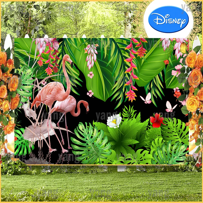 

Custom Flamingo Children's Day Wedding Anniversary Happy Birthday Party Summer Photography Backdrop Jungle Forest Background