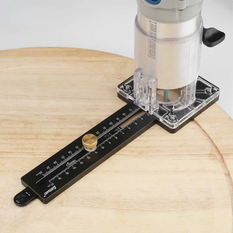 Woodworking Circle Cutting Jig for Electric Trimming Machine Wood Router Milling Circle Slotting Base DIY Tools with Scale Fence