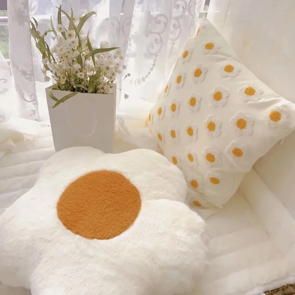 

Nordic Style Poached Egg Flower Cushion Tatami Cushion Student Classroom Office Cute Chair Cushions Waist Pillow Home Decoration
