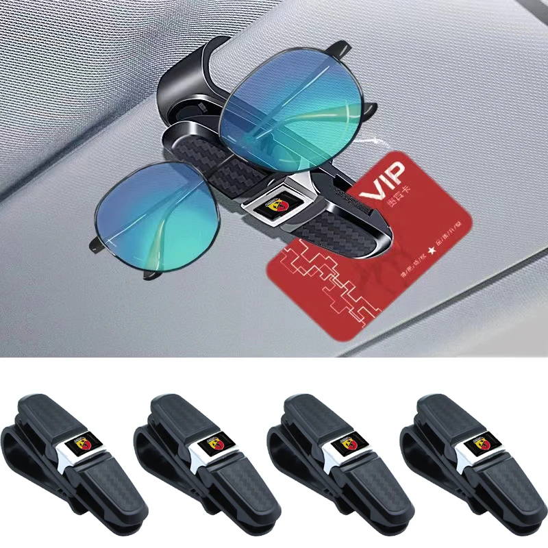 

Car Sun Visor Glasses Case Sunglasses Card Ticket Clip for Abarth Accessories 500 595 124 Competizione Carbono Punto Evo Exhaust