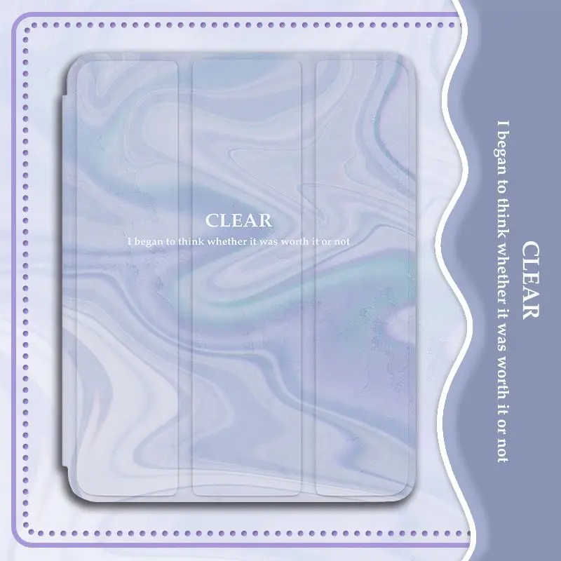 

For 2020 iPad 10.2 Case For Air 3 4 Mini 4 5 6 Pro 11 12.9 Ins Simple Style Three-fold Airbag Anti-fall Cover With Pen Slot