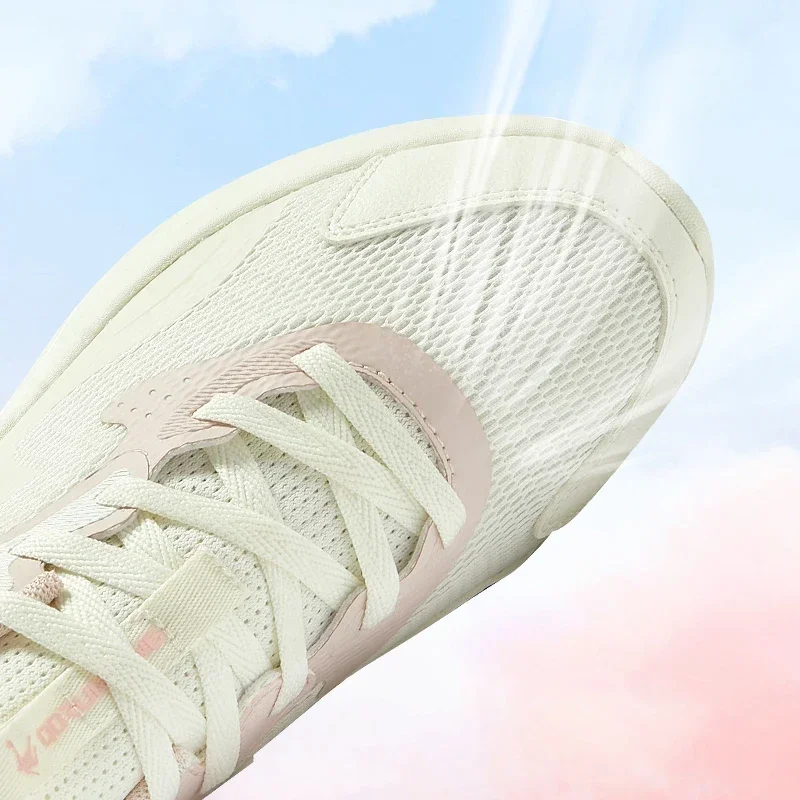 QIAODAN Running Shoes Women's 2024 Summer New Mesh Breathable Shock-absorbing Lightweight Soft-soled Sports XM16240242F