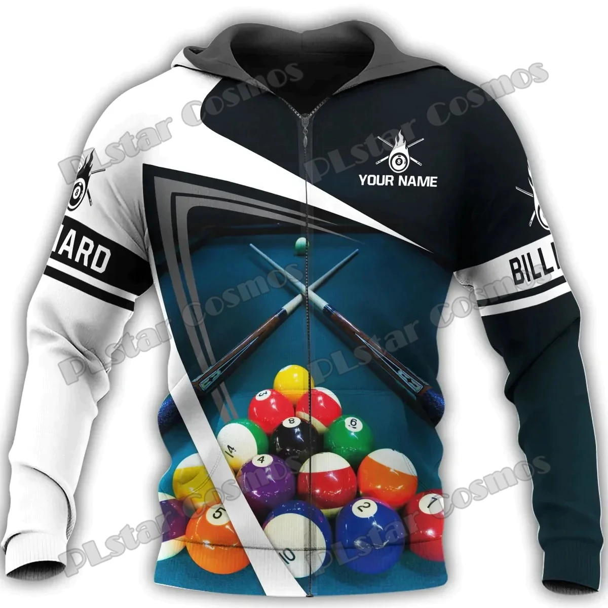 Мужская толстовка с капюшоном и 3D-принтом на молнии