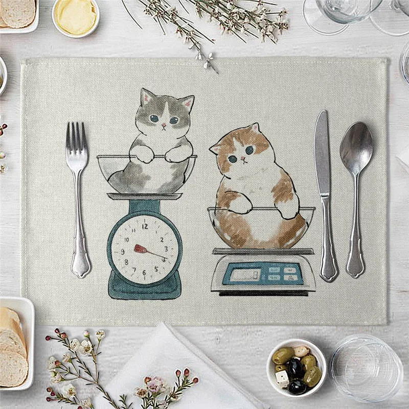 

Льняной коврик для стола Funny Cat Decorations