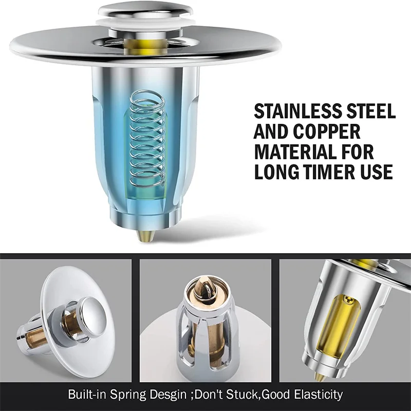 

Kitchen Sink Press Bounce Filter Pop-up Drain Filter Bathroom Shower Sink Plug Bath Plug Kitchen Hardware Accessories