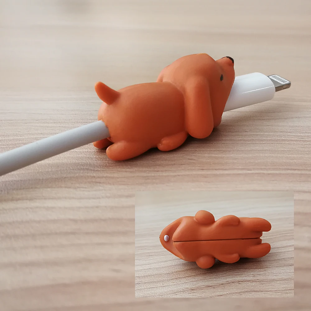 Защита от укусов USB кабеля милый мультяшный чехол с животными защитный для Iphone