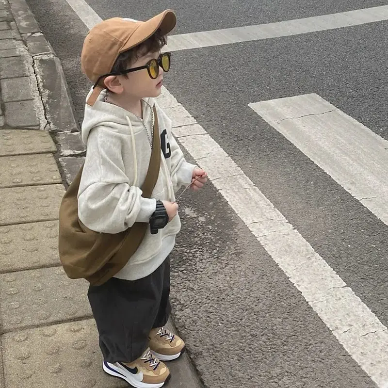 

Boy Hoodie Children's Clothing New Korean Kids boys Gray Sweatshirt Loose Long-Sleeved Pullover Hooded Autumn Winter