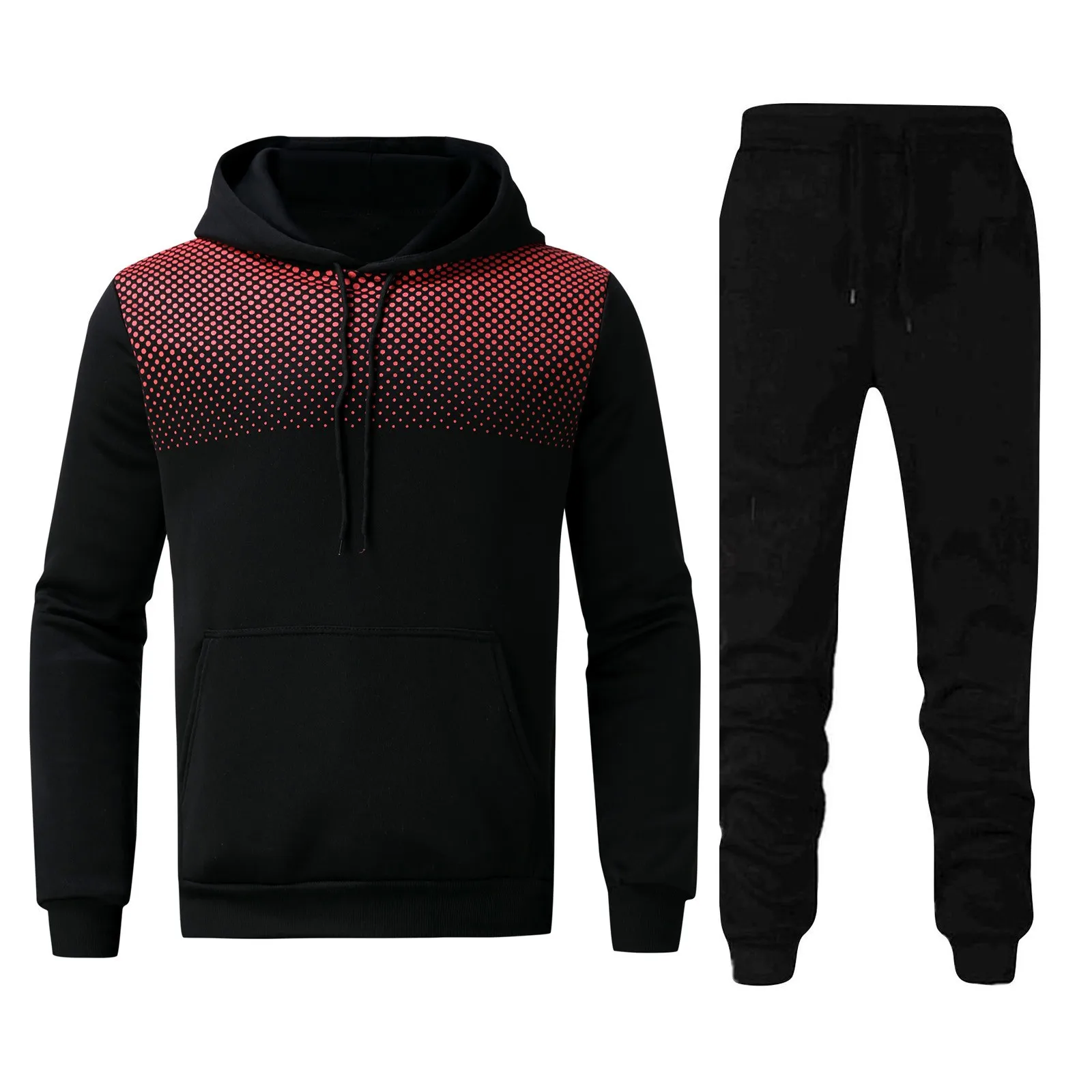 

2022 Men Fall/winter Sports And Leisure Fitness Polka Dot Hoodie Sweater And Trousers Suit Fast Shipping Спортивный Костюм Мужск