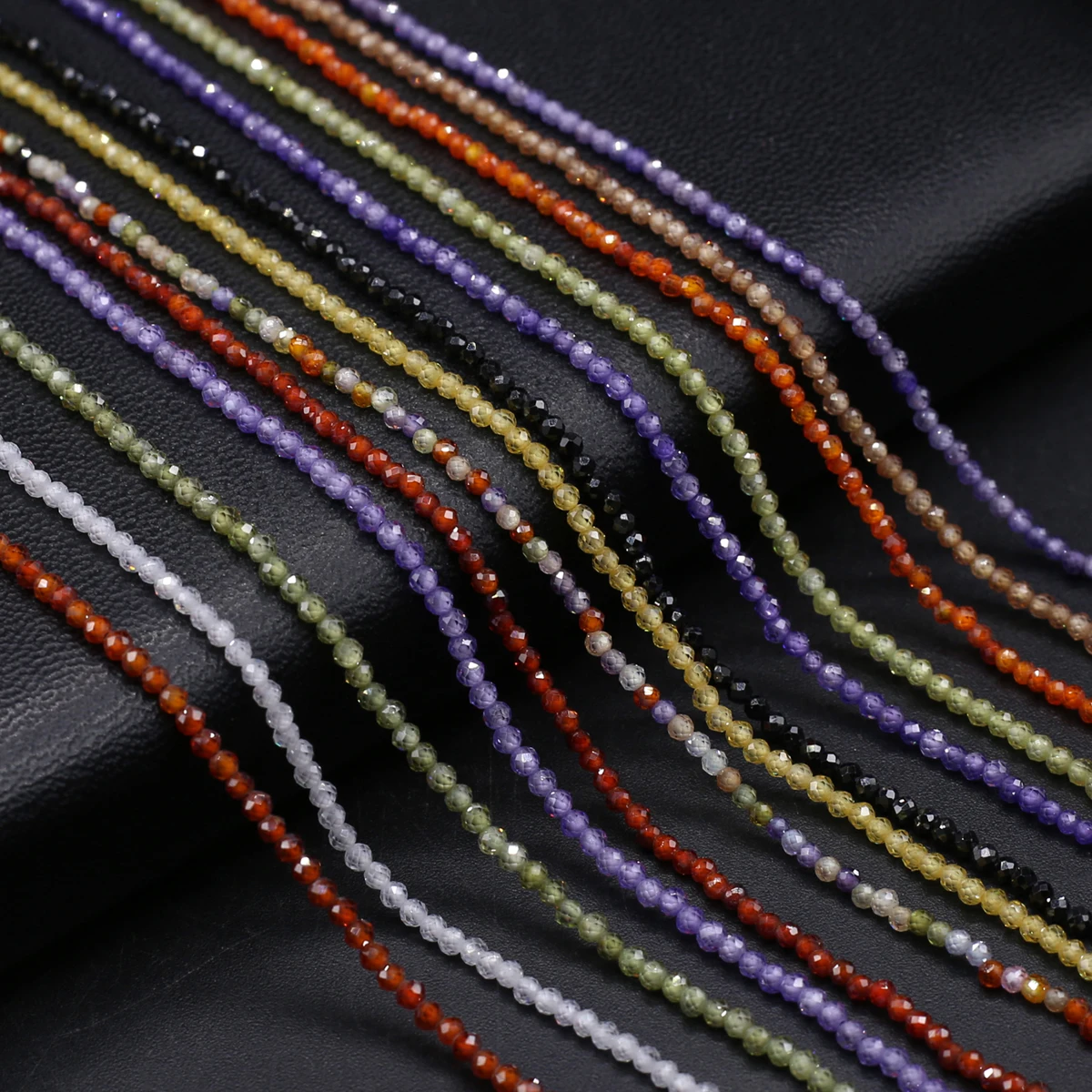 

1pcs Natural Zircon Crystals Stone Beads Strand Colors Quartz 2mm Round Beads For Jewelry Making DIY Bracelets Necklaces 38cm