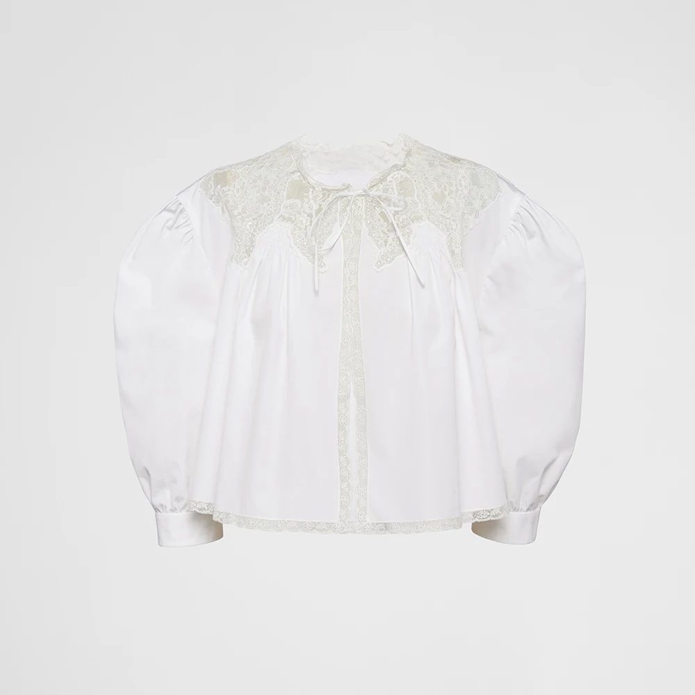 

MS White Embroidered Lace Poplin Blouse #wfms6398