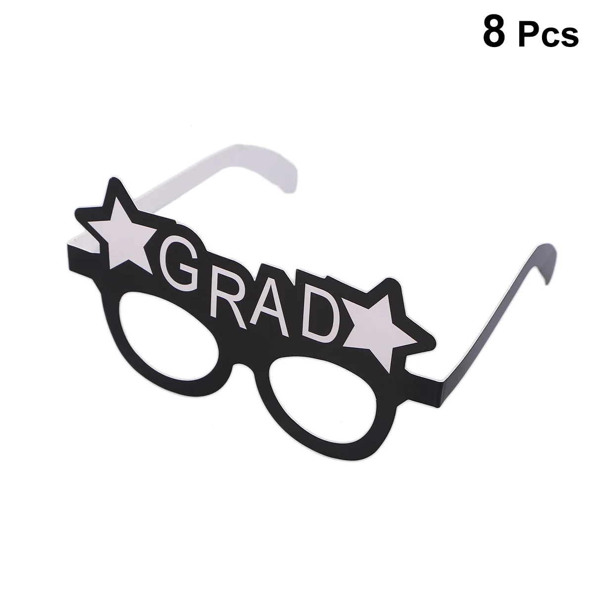 

8pcs Grad Graduation Glasses Paper Photo Booth Props 2019 Graduation Party Decorations (Black)
