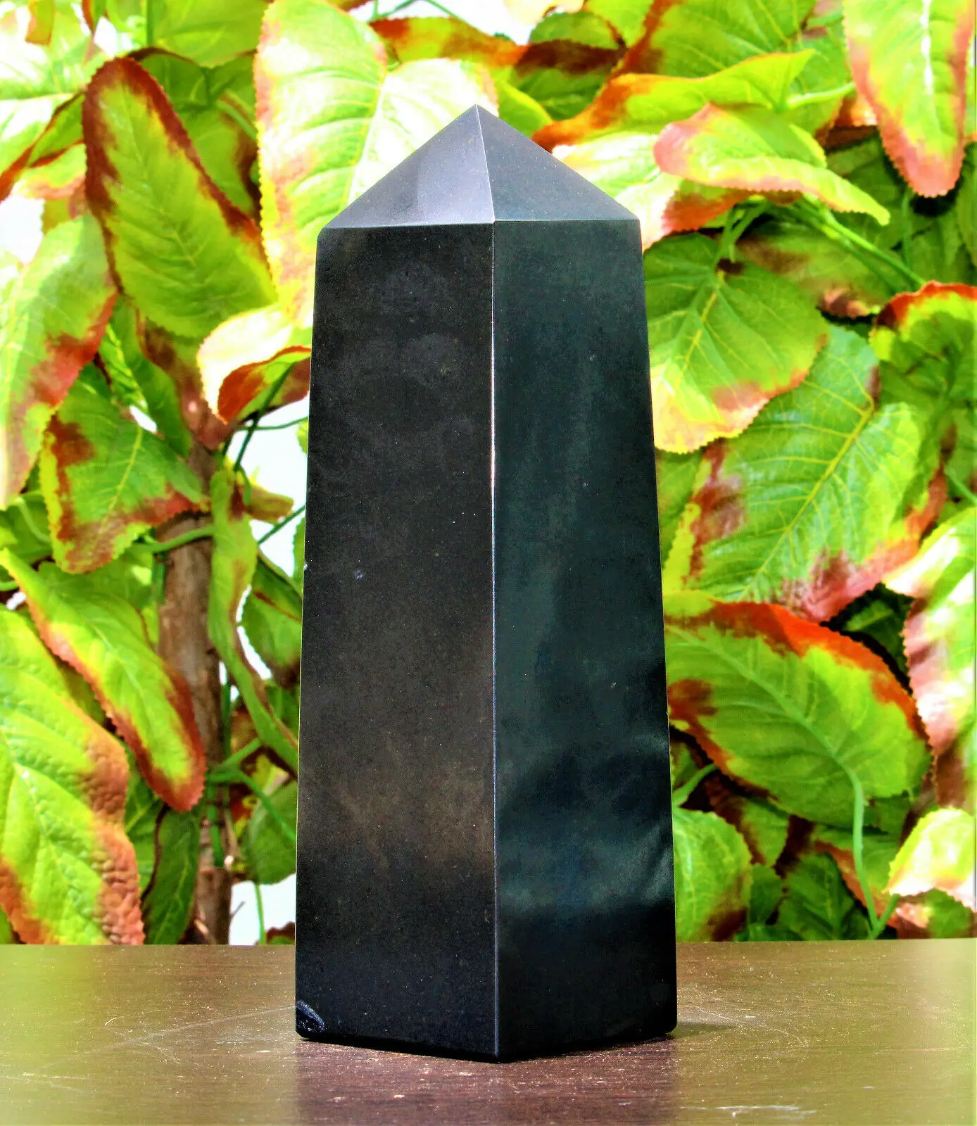 

Natural black tourmaline Obelisk quartz crystal wand heal