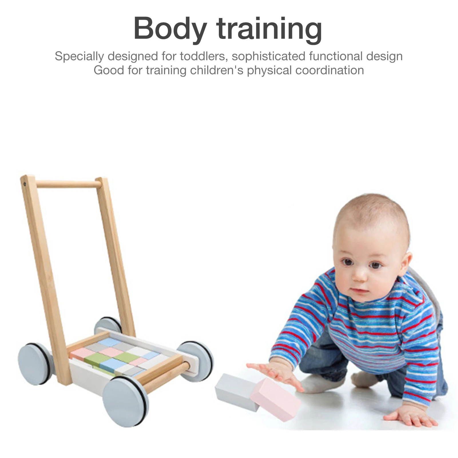 

Baby Walker With WheelsWooden Push Toy & Toddler Activity Walker Kids’ Activity Toy Learning Walker For Boys And Girls To