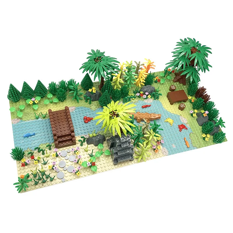 

MOC small particle accessories scene series tropical rain forest flowers and plants forest scene trees animals plants toys gifts