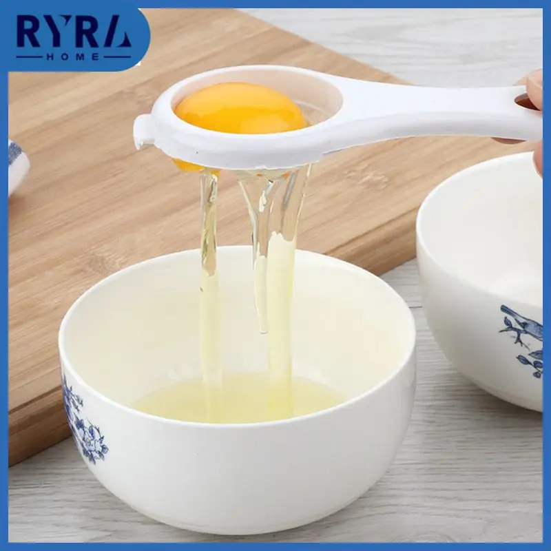

White Separates Sieve Household Kitchen Baking Egg Filter With Silicone Holder Plastic Kitchen Accessories Mini Eggs Tool New
