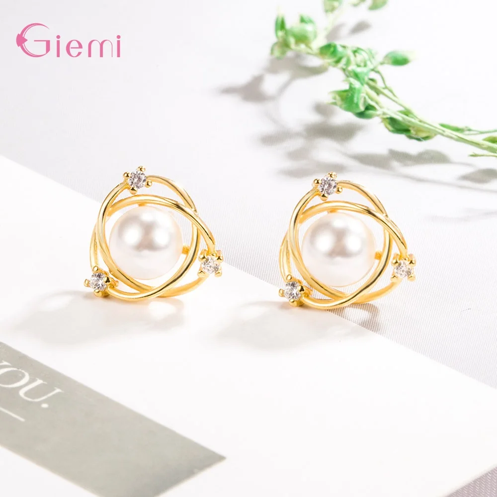 

Женские серьги-гвоздики из серебра 925 пробы с искусственным жемчугом