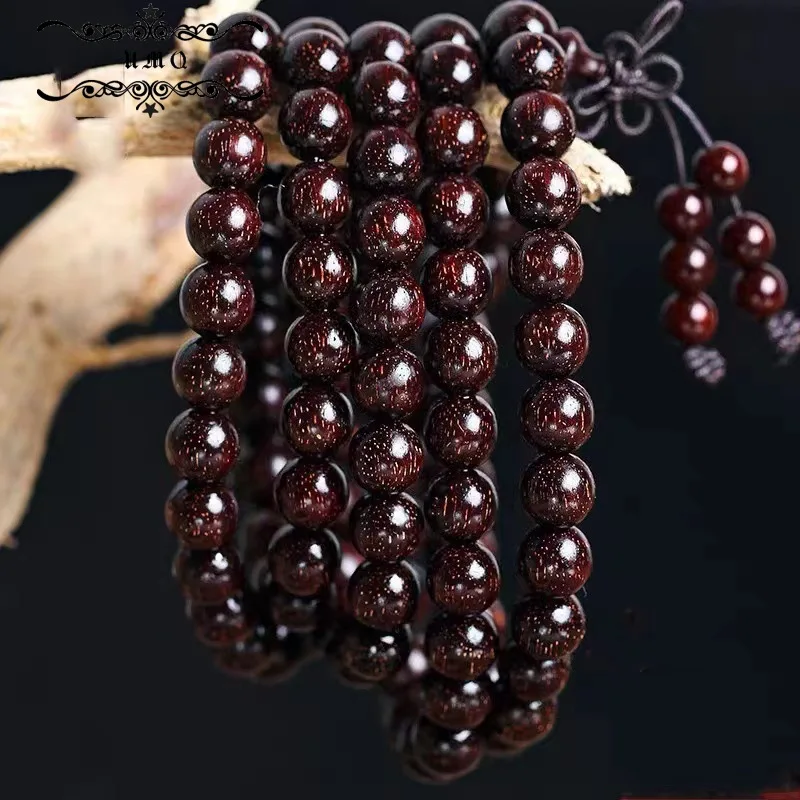 

Indian Small Leaf Red Sandalwood Bracelet 108 Half Full of Venus Old Sandalwood Buddha Beads Men's Bracelet Women's 0.6 / 0.8