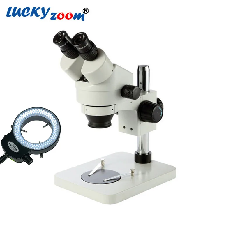 

Metal 7X-45X Binocular Microscope Professioal Soldering Table Stereo Zoom Microscope 76MM Focusing Rack Microscopio With Light