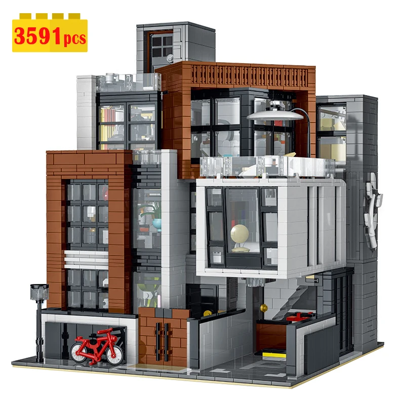 Конструктор городской модульный для мальчиков, вилла, улица, вид, идея MOC, конструктор, архитектура, детские игрушки Конструктор городской модульный для мальчиков, вилла, улица, вид, идея MOC, конструктор, архитектура, детские игрушки