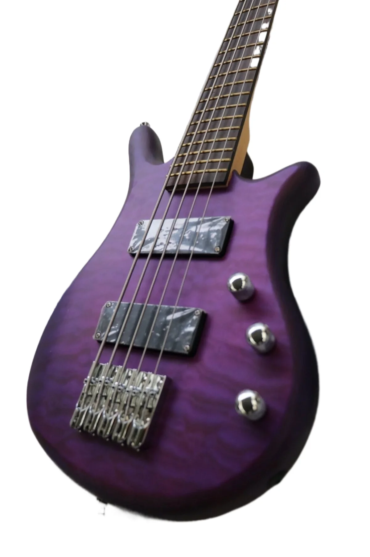 

Free shipping purple large flower five string bass, silver accessories, high-quality electric guitar, excellent hand feel