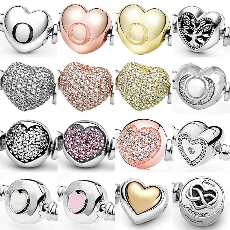 

Original Moments Crystal Wishful Family Tree Heart Clasp 925 Sterling Silver Charm Fit pandora Bracelet Bangle Bead Diy Jewelry