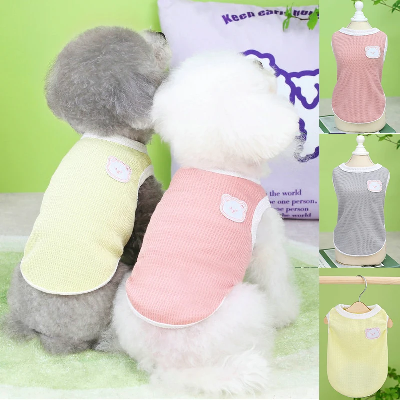 

Cartoon Pet Waffle Dog Vest Dog Thin Solid Tank Top Casual Dog Shirt Small Dog Clothing Puppy French Bulldog Chihuahua Clothes