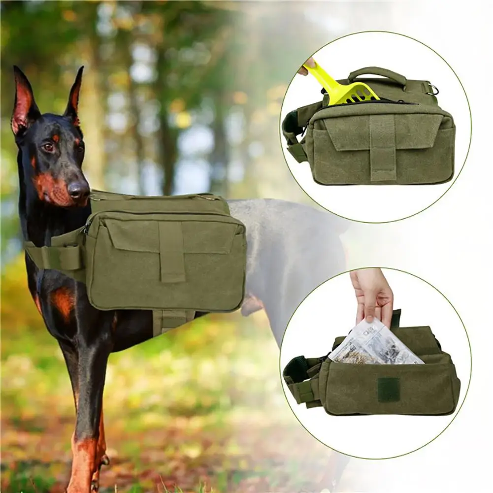 

Pet Dog Saddle Bags Pack Large Dogs Harness Breathable Hound Travel Camping Hiking Carrier with Backpack Removable