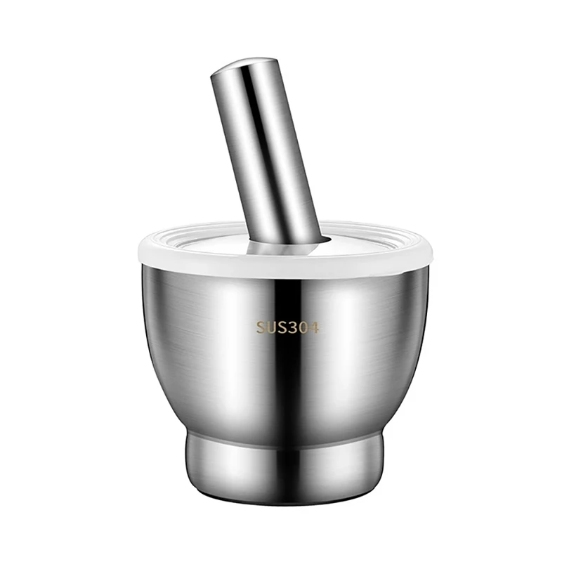 

Double Stainless Steel Mortar & Pestle Pill Crushers Spice Grinder Herb Bowl Pesto Powder Grinder Crushers Kitchen Tool