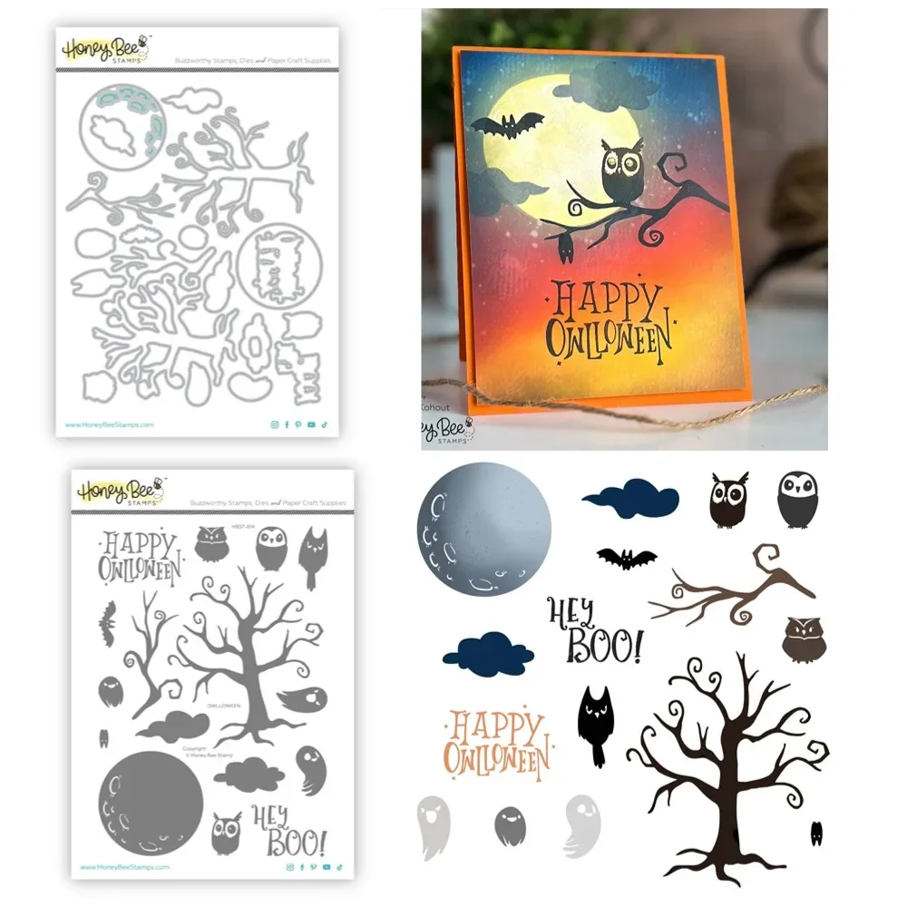 Набор штампов Owlloween-6x8 2024 августа металлические Вырубные штампы украшение для