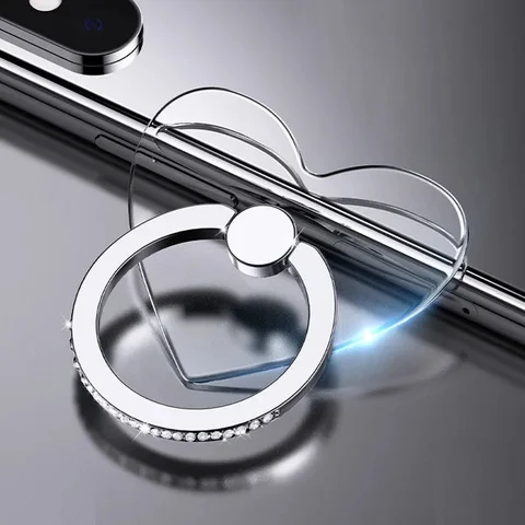 Кольцо-держатель для сотового телефона с бриллиантами, прозрачный держатель на палец, Поворот на 360 градусов, подставка, совместимые с iphone