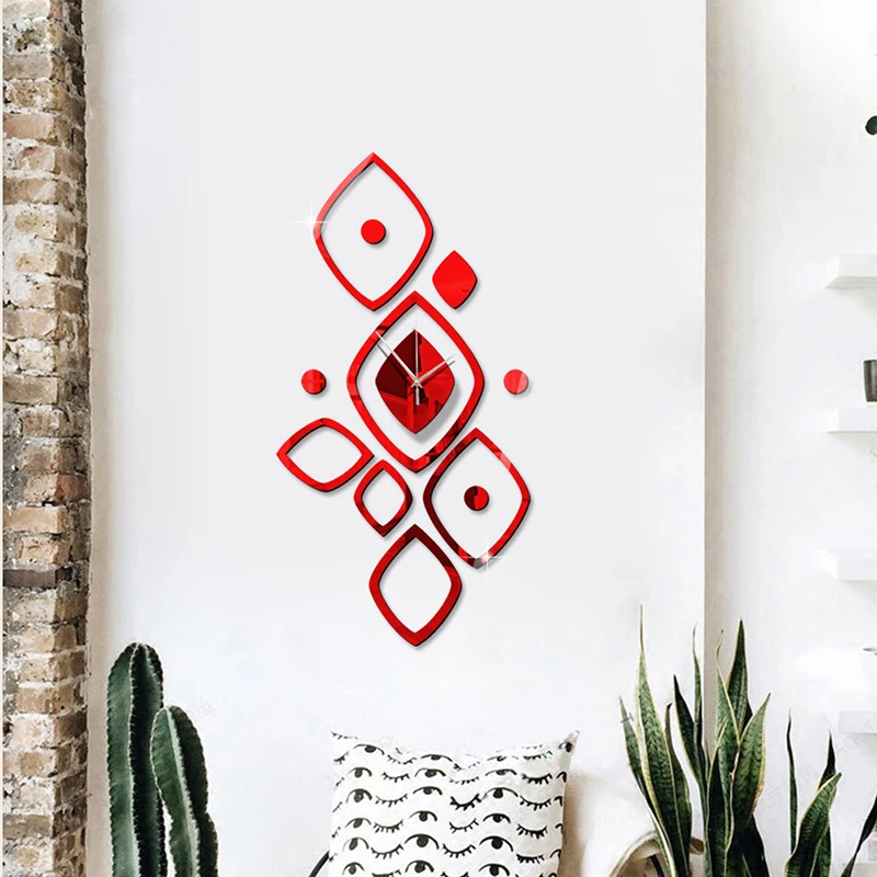 

Home Living Room Creative Diamond Round Diy Creative Acrylic Mirror Mute Clock Living Room Furniture Decoration Mirror 063