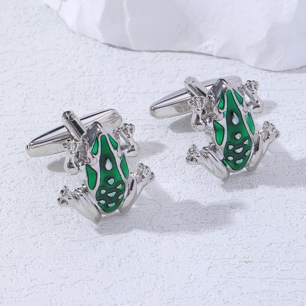 

Mens Frog Green Pair Cufflinks Personality Punk Rock Dazzling People Cuff Links Jewelry Sleeve Button